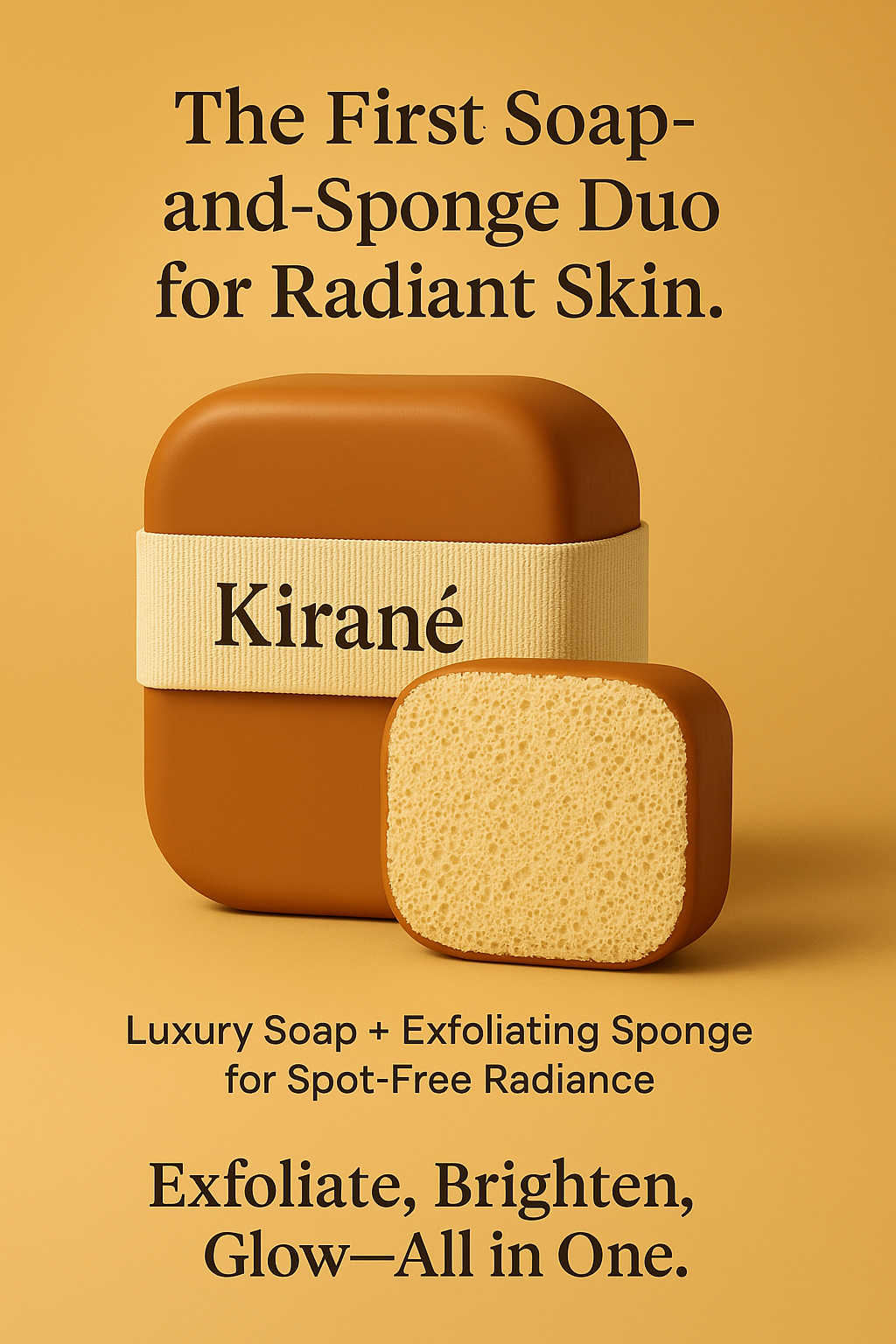 Kirane Turmeric Kojic Acid Soap with Built-In Exfoliating Sponge Body Care Cleansing
